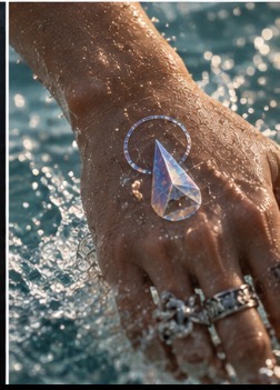 Concept image of a thin SIGN wearable on the back of a wet hand